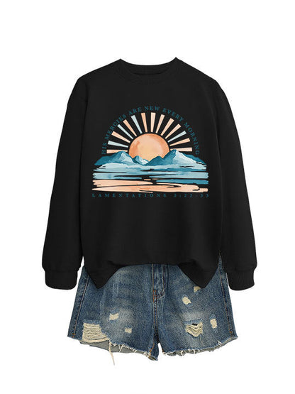 Damen Sweatshirt Sonnenaufgangsdesign Lässig Norvielle