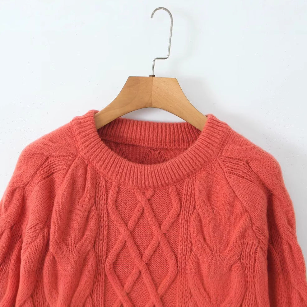 Damen Gestrickter Pullover Zopfmuster Norvielle