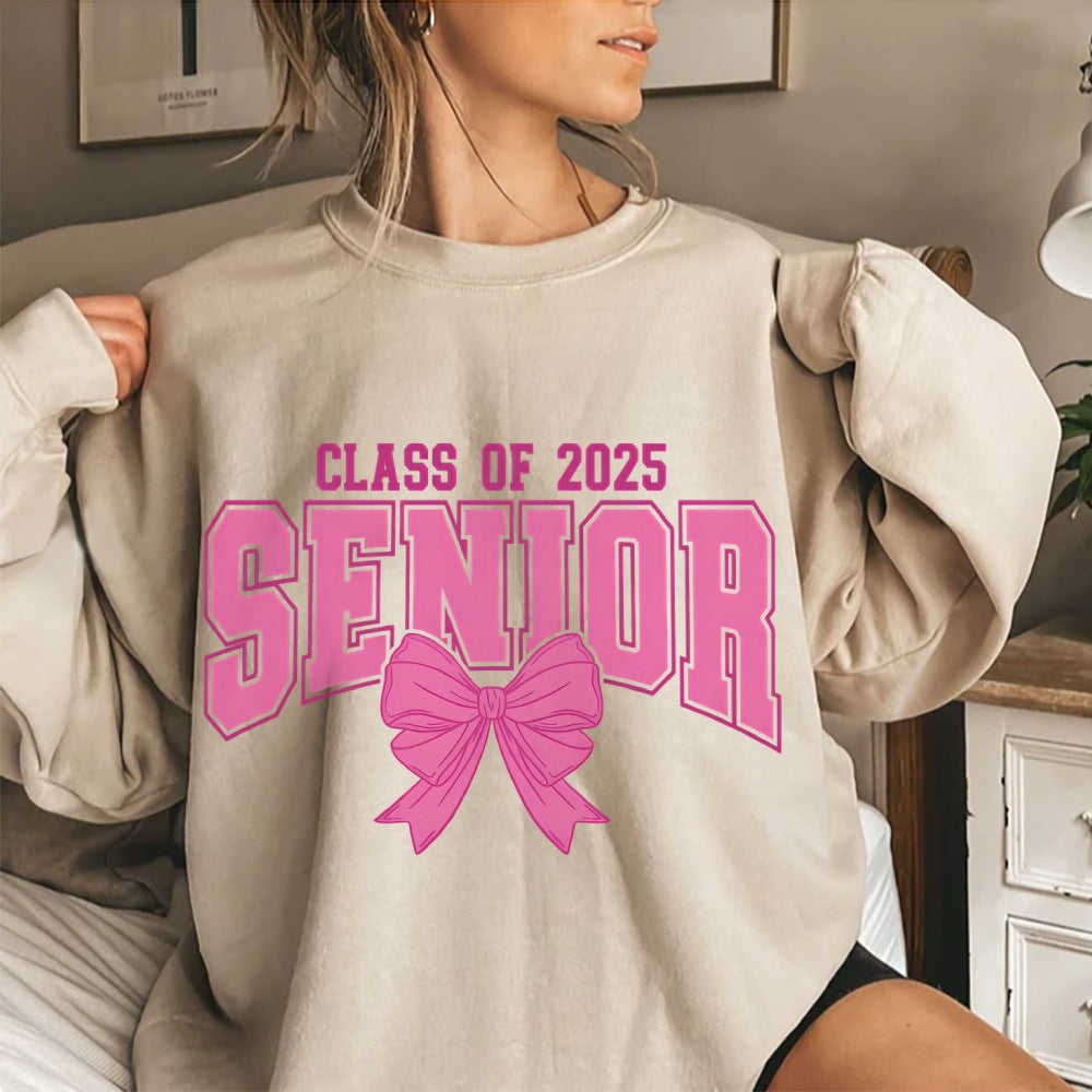 Damen Sweatshirt Abschlussjahr Schleifendesign Grau