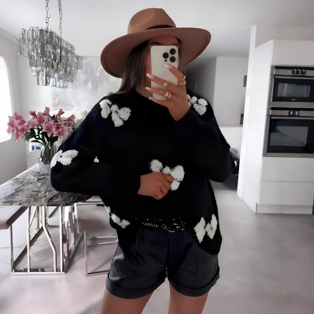 Damen Strickpullover Herzdesign Lässig Norvielle