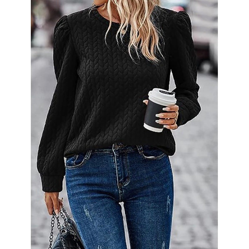 Damen Pullover Weiches Strukturdesign Puffärmel Norvielle