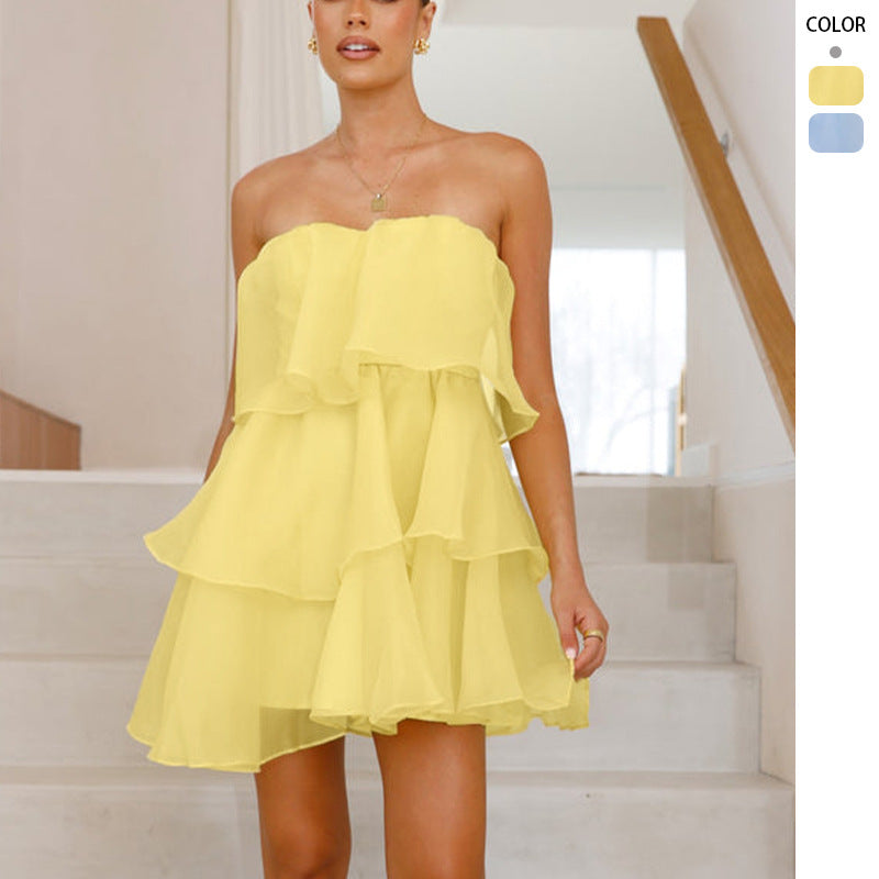 Damen Volantkleid Leichtes Chiffon Norvielle - Norvielle