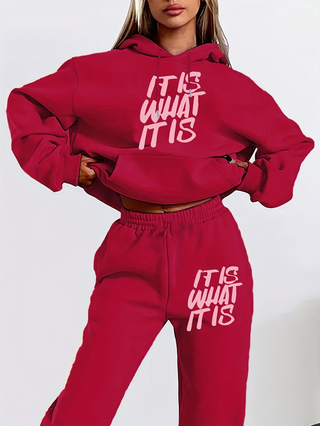 Damen Jogginganzug Statement-Print Lässiger Schnitt Norvielle