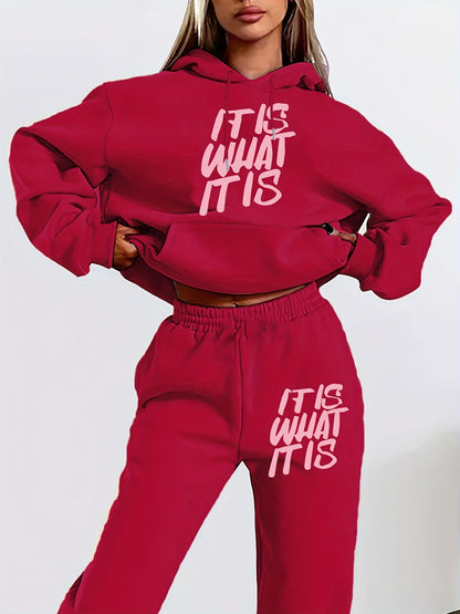 Damen Jogginganzug Statement-Print Lässiger Schnitt Norvielle