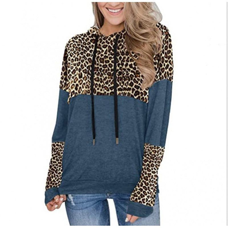 Damen Kapuzenpullover Leopardenmuster Lässig Norvielle