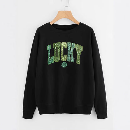 Damen Sweatshirt Glitzernd Kleeblattmotiv Norvielle