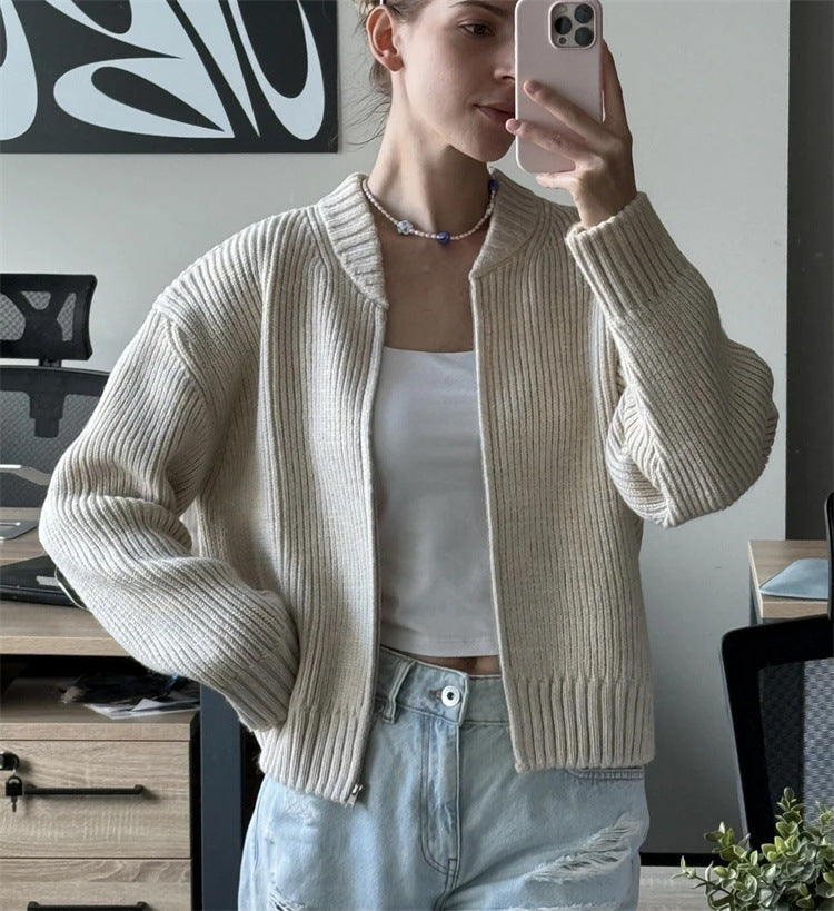 Damen Strickpullover Lässig Reißverschluss Norvielle