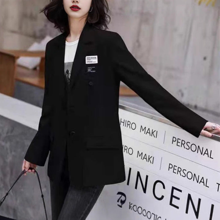 Damen Oversize Blazer Doppelt belegter Schnitt Modern Schwarz - Norvielle
