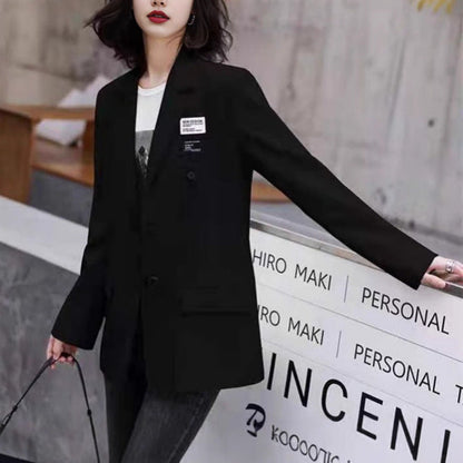 Damen Oversize Blazer Doppelt belegter Schnitt Modern Schwarz - Norvielle