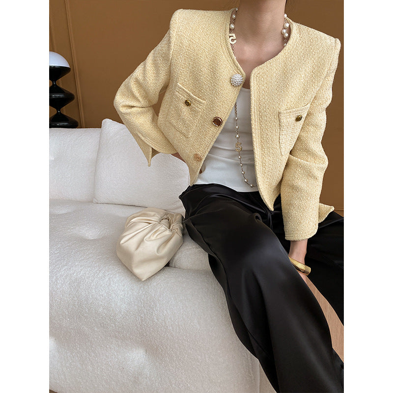 Damen Elegante Jacke Knopfdetails Praktische Taschen Norvielle - Norvielle