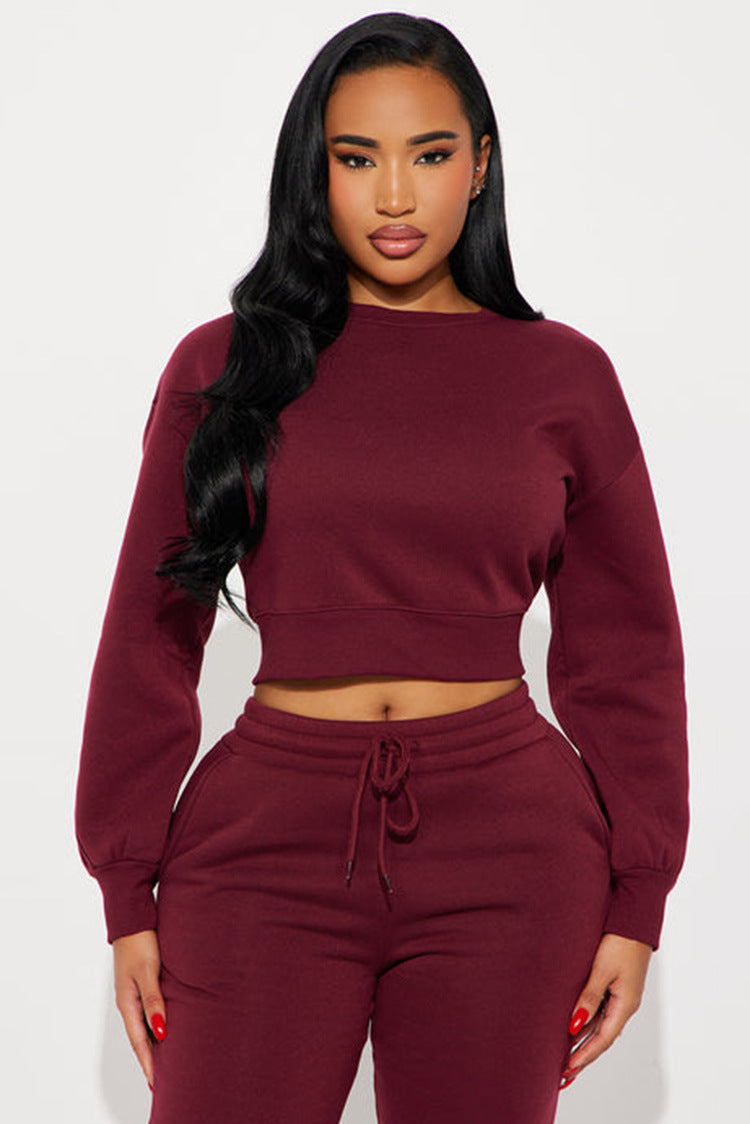 Damen Cropped Sweatshirt Voluminöse Ärmel Norvielle