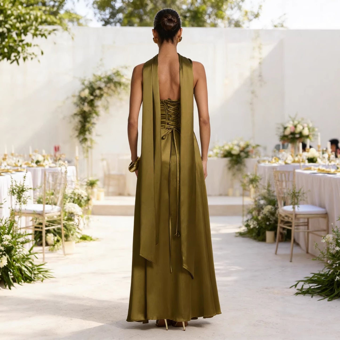 Damen Trägerloses Abendkleid Satin Rock Norvielle