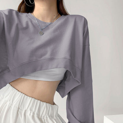 Damen Crop-Sweatshirt Weite Ärmel Modischer Schnitt