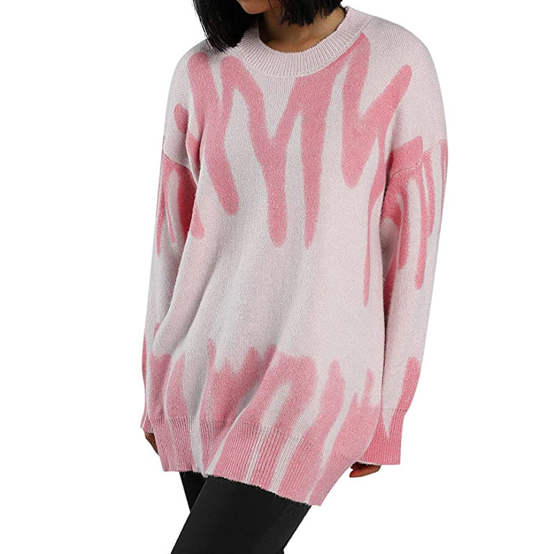 Damen Oversized Pullover Moderner Farbverlauf
