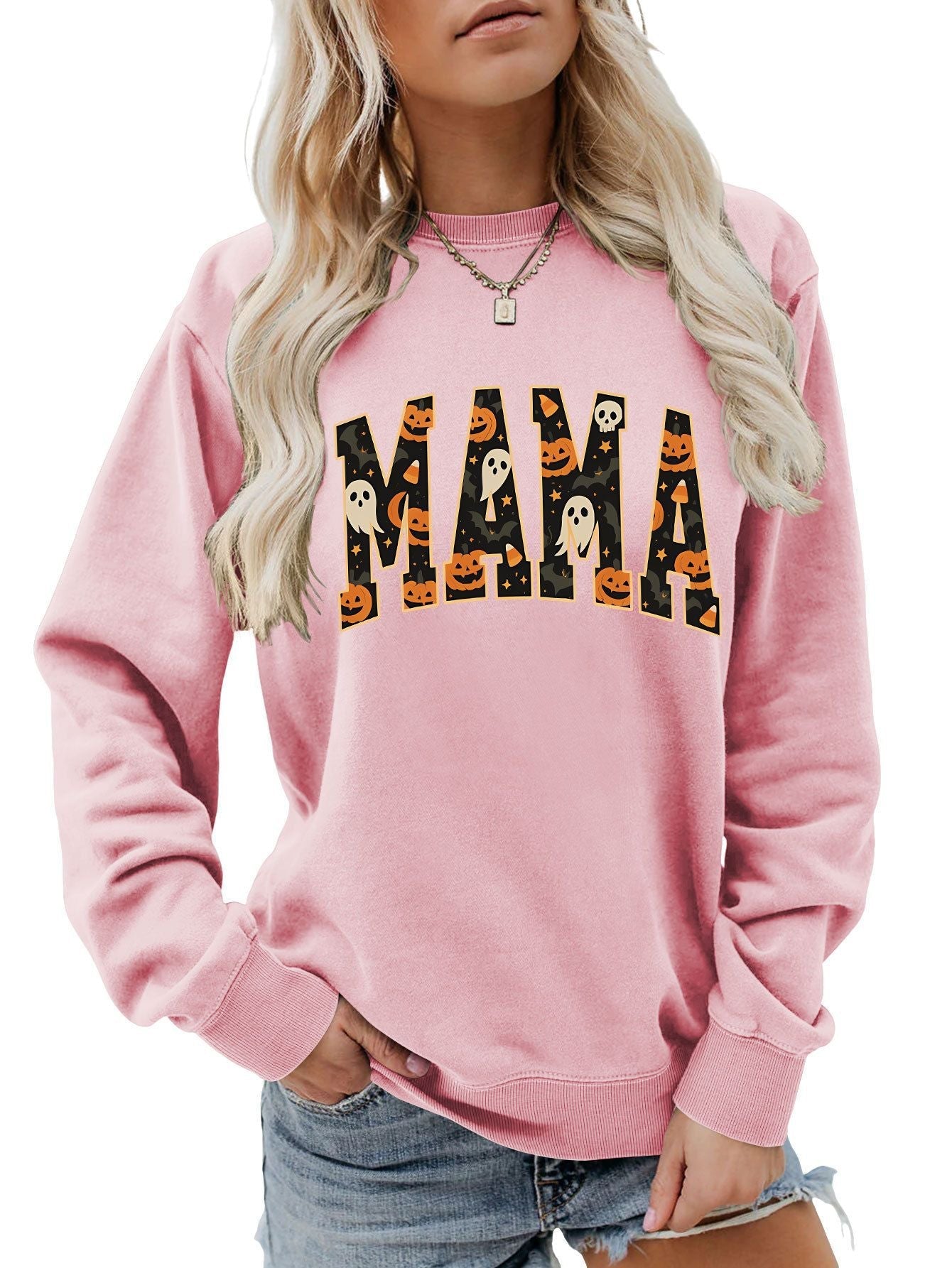 Damen Sweatshirt Halloween-Design Baumwolle Bequem