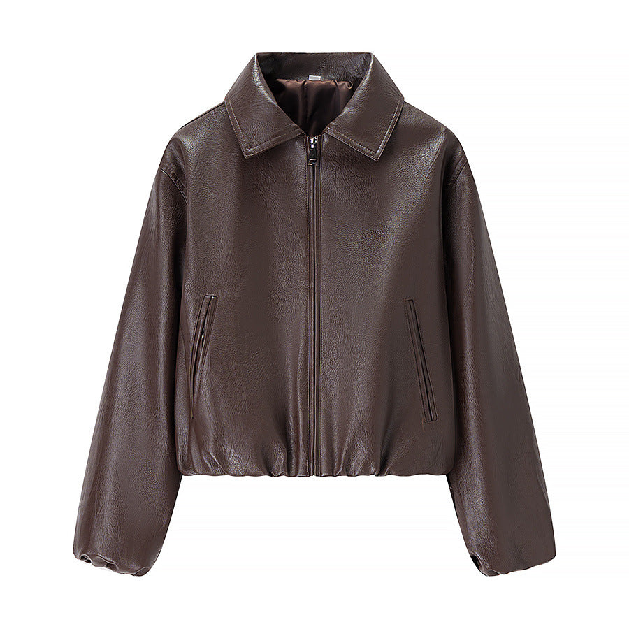 Damen Kunstlederjacke Elastischer Bund Norvielle
