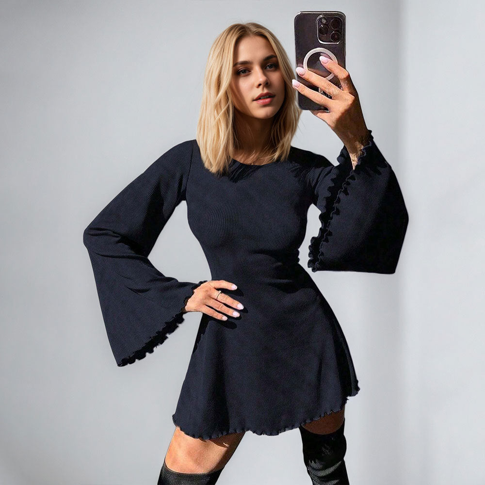 Damen Minikleid Voluminöse Ärmel Feminin