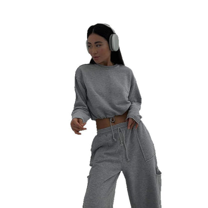 Damen Cropped Sweatpullover Elastischer Bund Norvielle