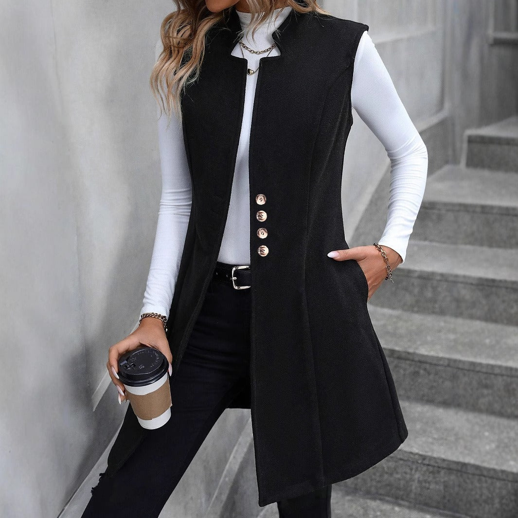Damen Weste Elegantes Design Knopfdetails