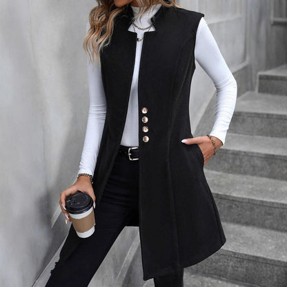 Damen Weste Elegantes Design Knopfdetails