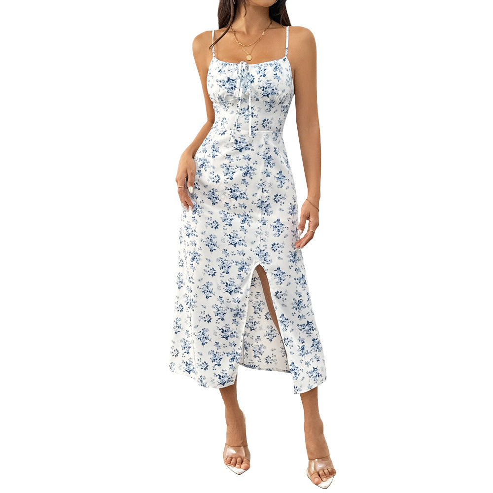 Damen Maxikleid Floralmuster Spaghettiträger Norvielle