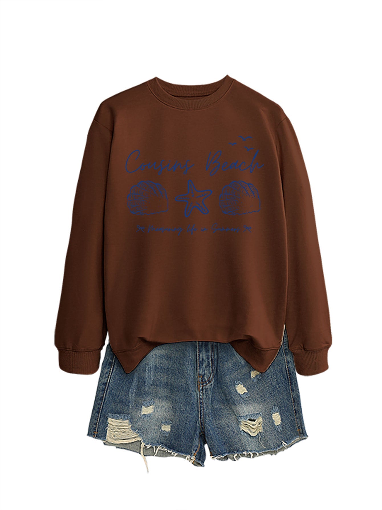 Damen Sweatshirt Maritimes Motiv Bequemer Schnitt Norvielle