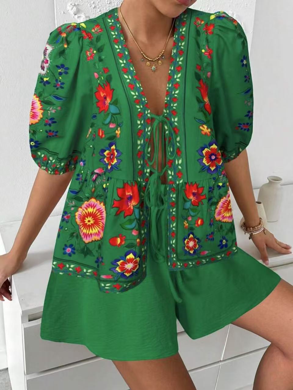 Damen Blusenshirt Blumenmuster Locker Norvielle