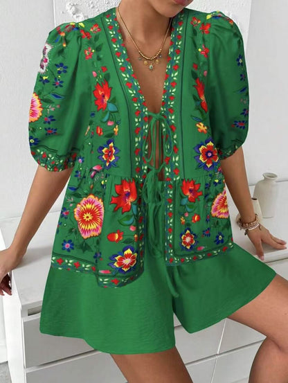 Damen Blusenshirt Blumenmuster Locker Norvielle
