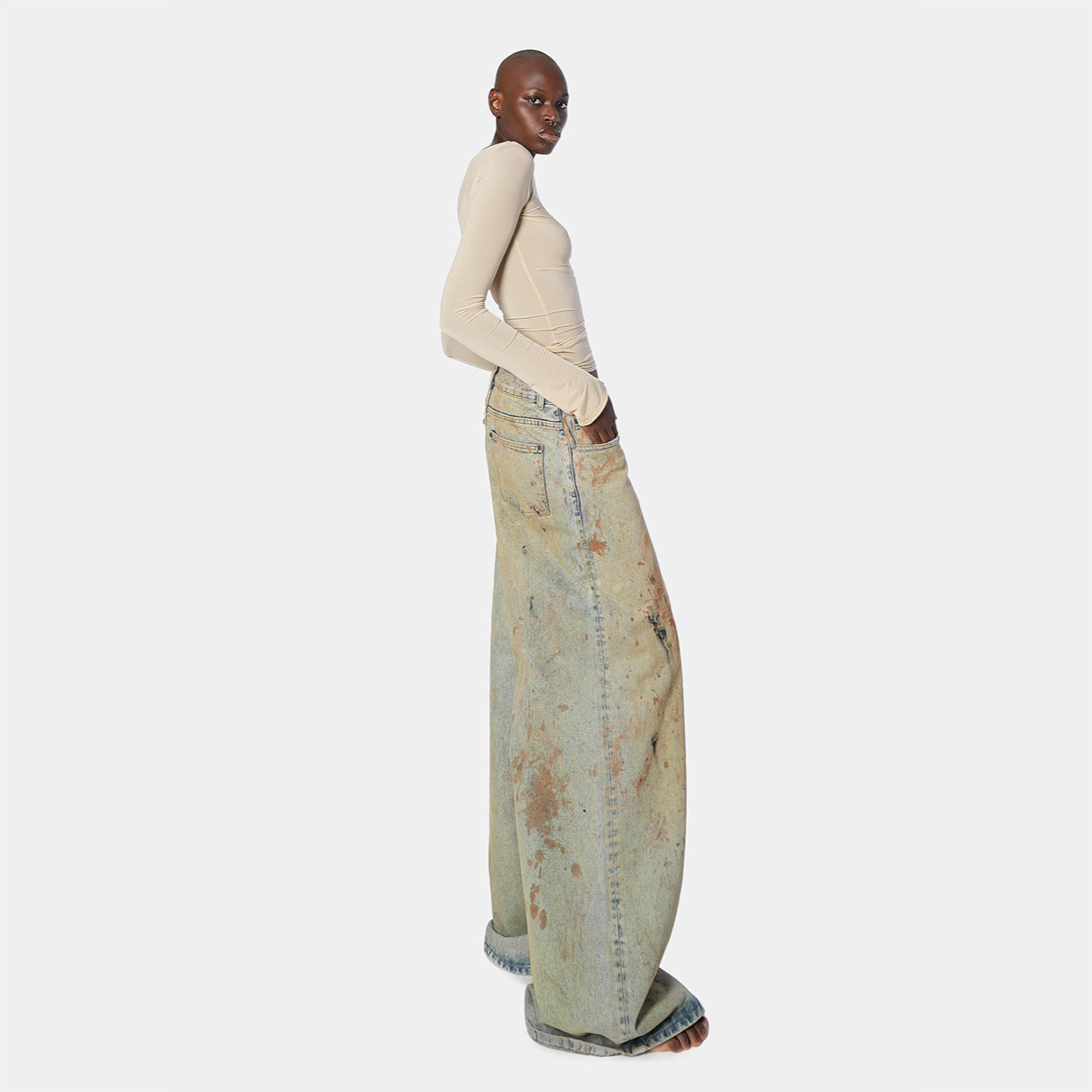 Damen Weite Jeans Kunstwerk-Design Norvielle