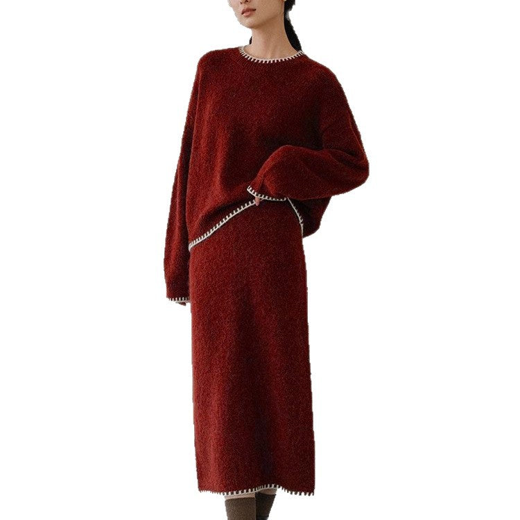 Damen Strickensemble Kuschelig Elegante Details Norvielle