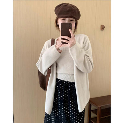 Damen Strickcardigan Offene Ärmel Bequem Grün