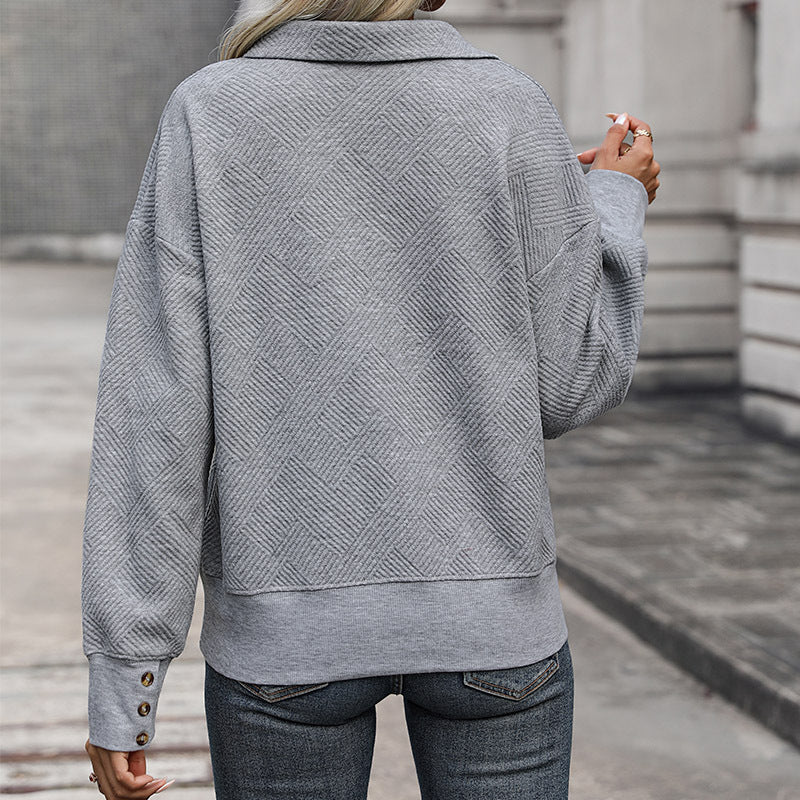 Damen Pullover Strukturiert V-Ausschnitt Beige