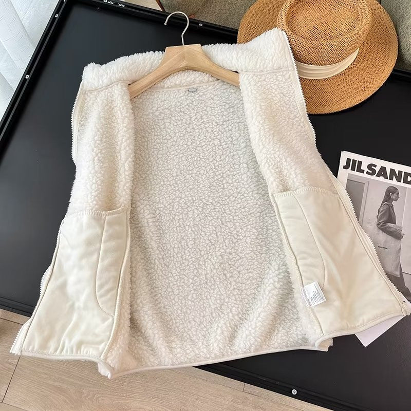 Damen Fleece-Weste Hochkragen Norvielle Kuschelig Beige