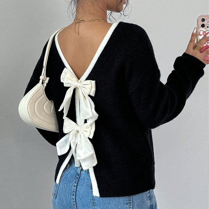 Damen Strickpullover V-Ausschnitt Dekorativ Norvielle