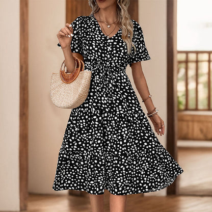 Damen Midi-Kleid Voluminöser Rock Eleganter Gürtel Norvielle