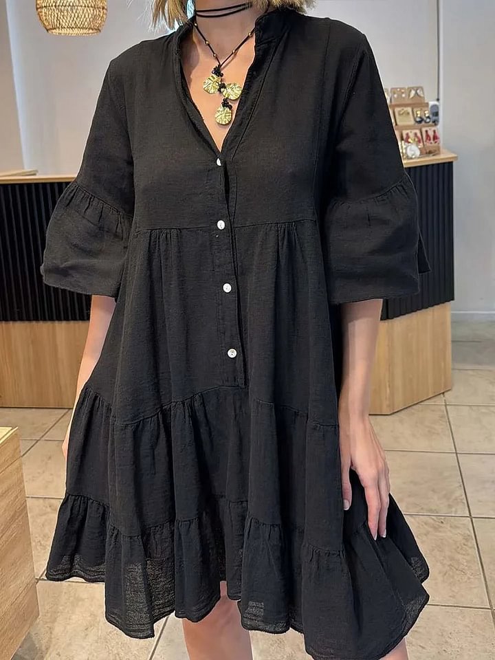 Damen Hemdblusenkleid mit Rüschendetails Norvielle