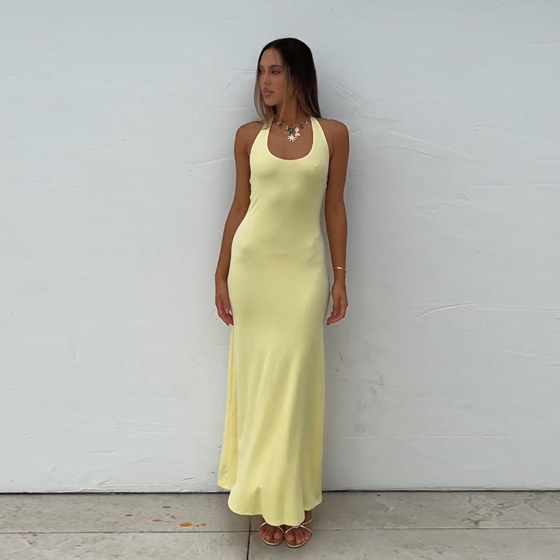 Damen Maxikleid Elegantes Norvielle Mit Tiefem Rückenausschnitt