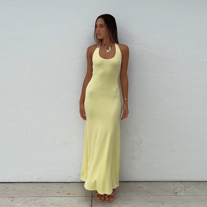 Damen Maxikleid Elegantes Norvielle Mit Tiefem Rückenausschnitt