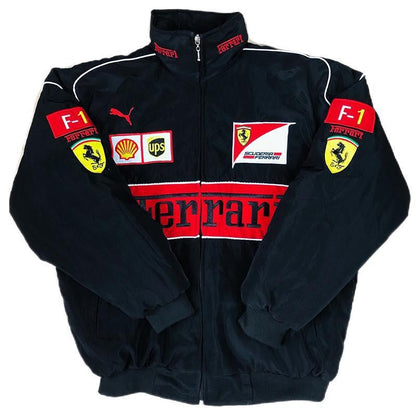 Herren Rennsportjacke Retro-Design mit Logos Schwarz - Norvielle
