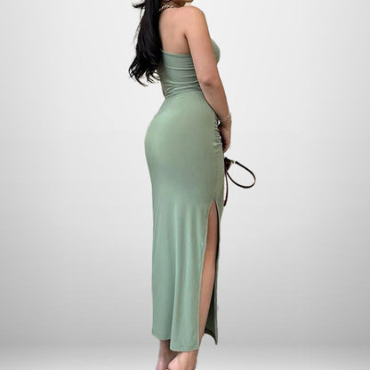 Damen Wickelkleid Asymmetrisch Hohem Schlitz Norvielle