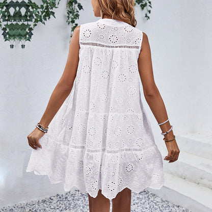 Damen Sommerkleid Luftig Florale Details Schwingender Saum Norvielle