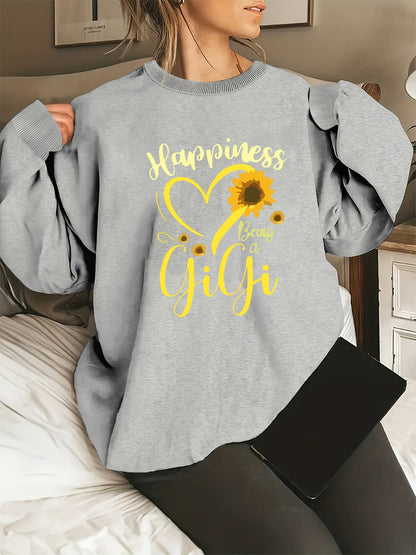Damen Sweatshirt Voluminöse Ärmel Fröhliches Motiv Norvielle