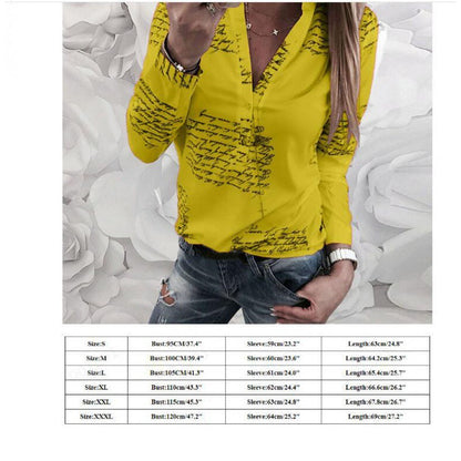 Damen Bluse Stehkragen Kunst-Schriftmuster Norvielle