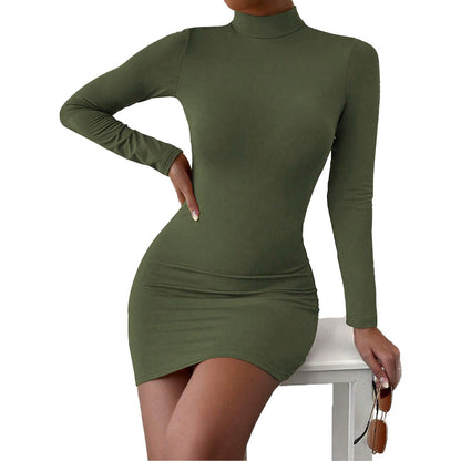 Damen Minikleid mit hohem Kragen Langarm Norvielle