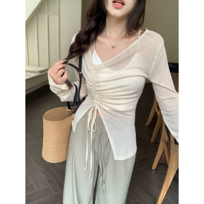 Damen Langarmshirt Raffungseffekt Norvielle