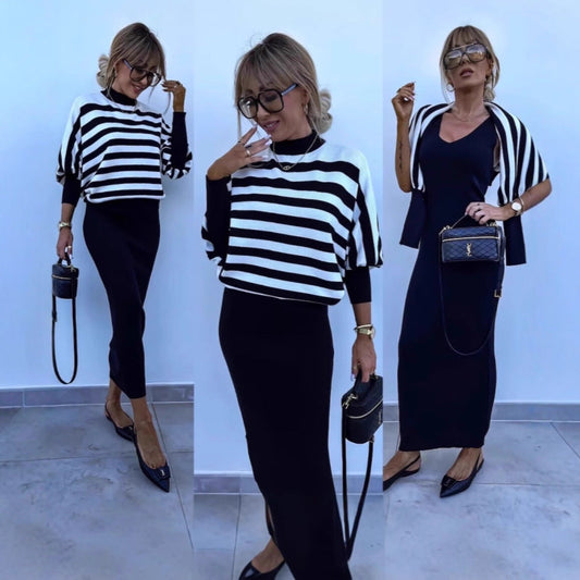 Damen Set mit Streifen Oberteil und Langer Hose - Norvielle