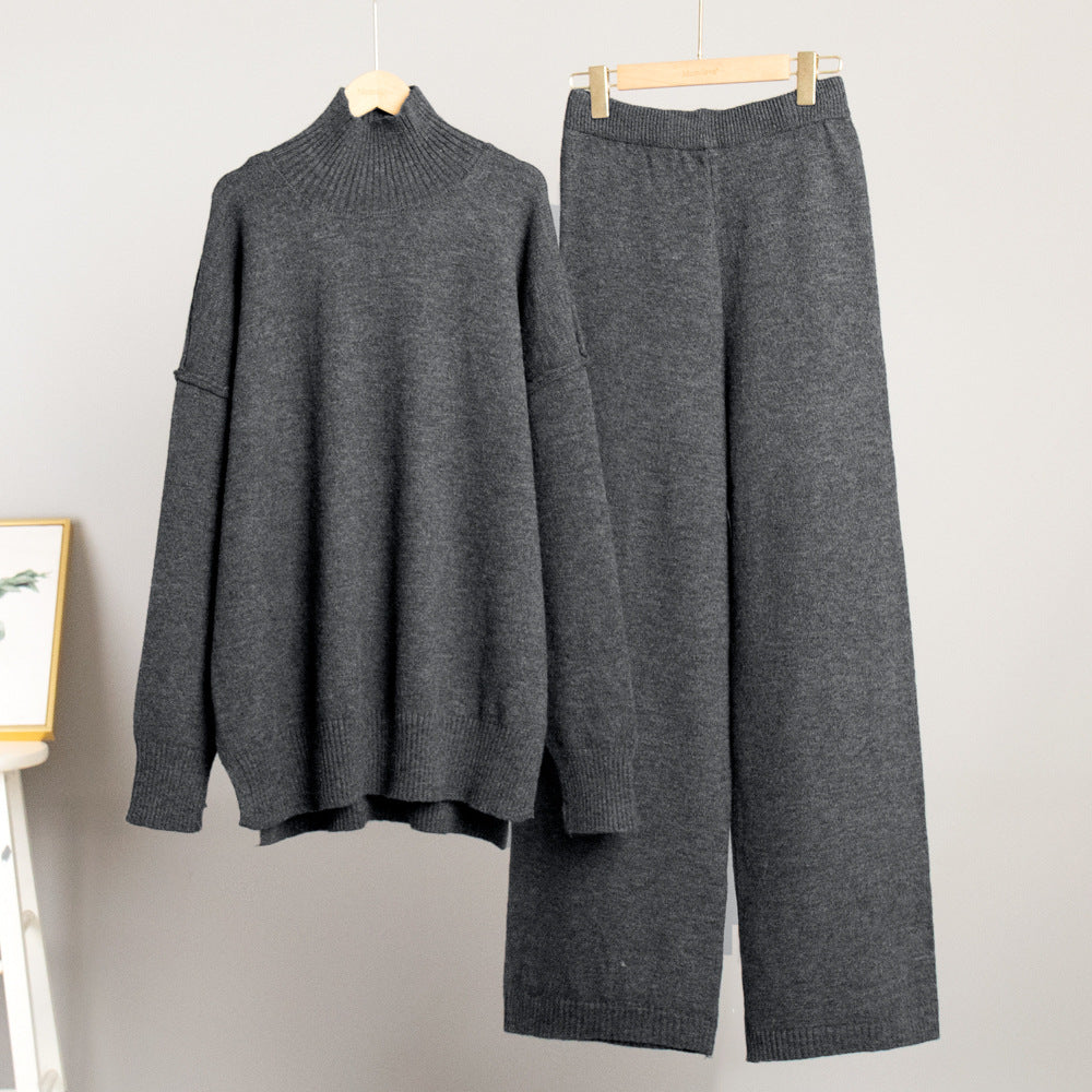 Damen Strickensemble Weiter Schnitt Hoher Kragen Norvielle