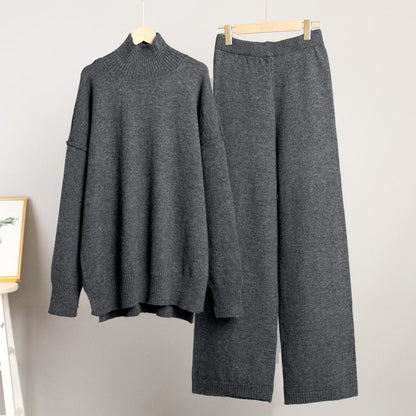 Damen Strickensemble Weiter Schnitt Hoher Kragen Norvielle