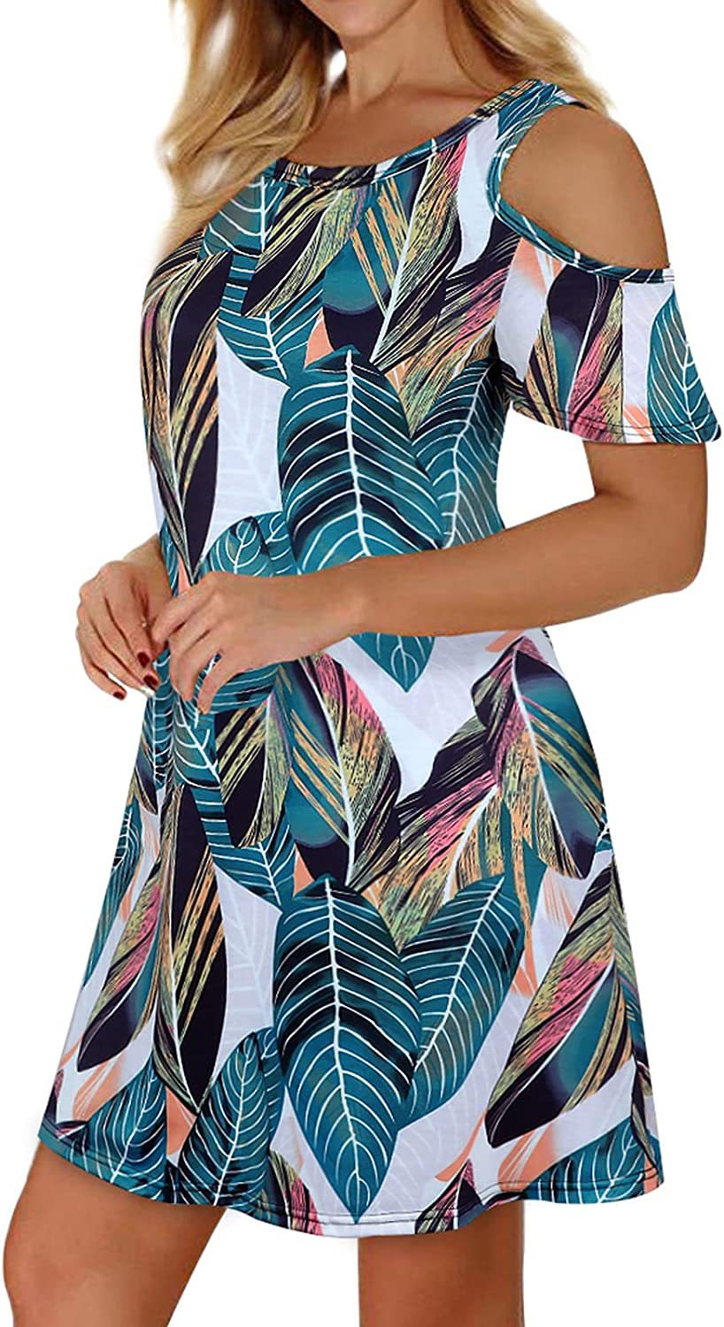 Damen Sommerkleid Florales Design Schulterfrei Norvielle