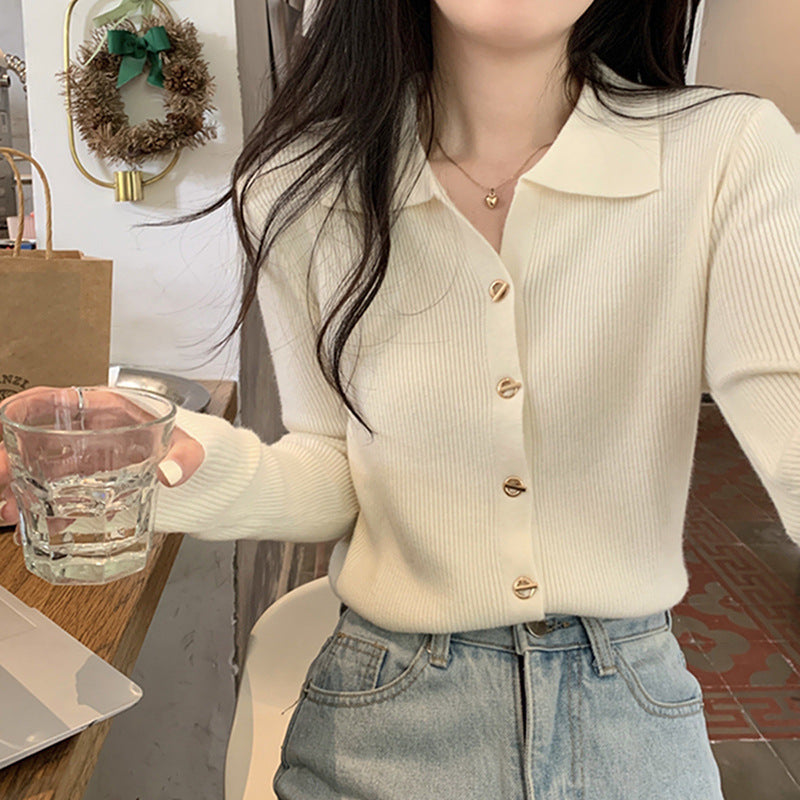 Damen Strickpullover mit Knöpfen und Rippmuster Fein Norvielle